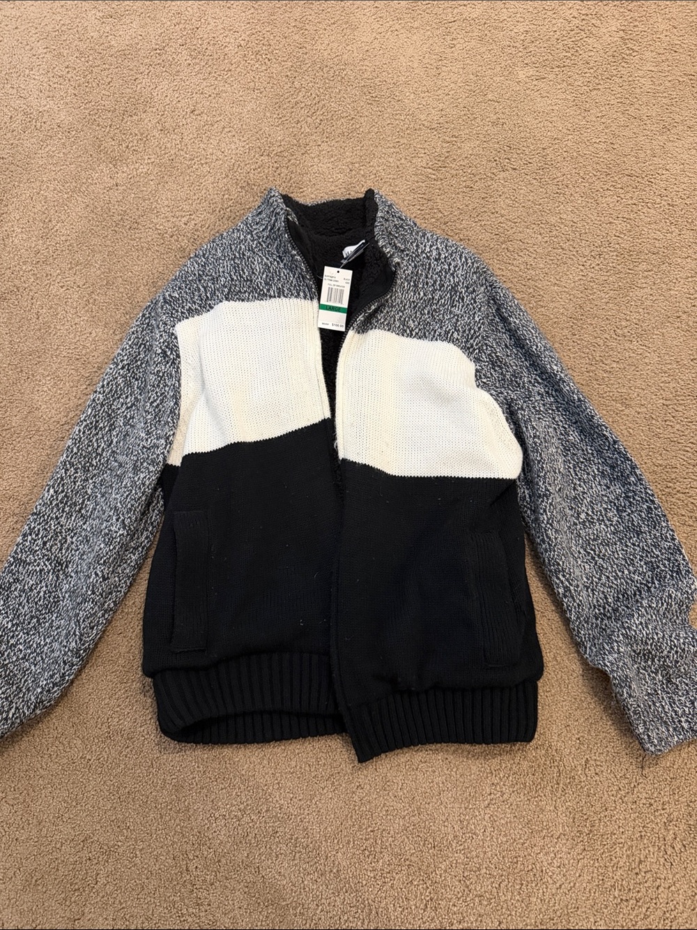 Haggar Men’s Zip-Up Sweater Jacket in Black, White, Gray